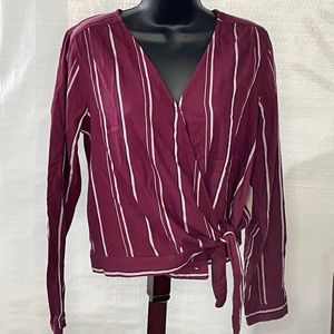 Krazy Girl - burgundy striped shirt